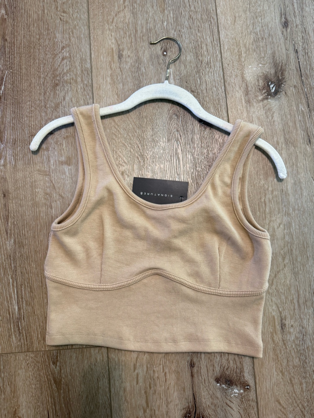 Signature Neutral Ribbed Tank Top in Beige